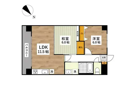 エスティーガーデン(2LDK/3階)の間取り写真