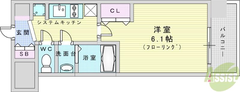 プレサンス神崎川ファインブレス(1K/6階)の間取り写真