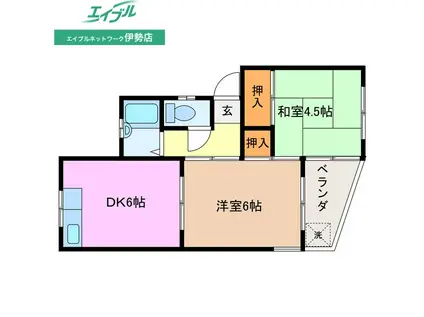 メゾン横山I(2DK/1階)の間取り写真