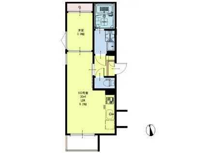REGALEST仙台卸町(1LDK/1階)の間取り写真