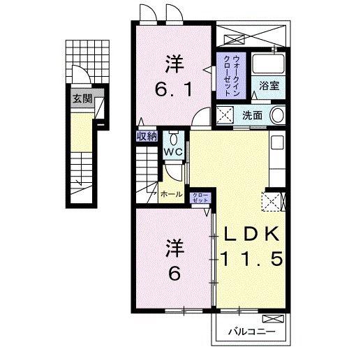 ワイズKM(2LDK/2階)の間取り写真