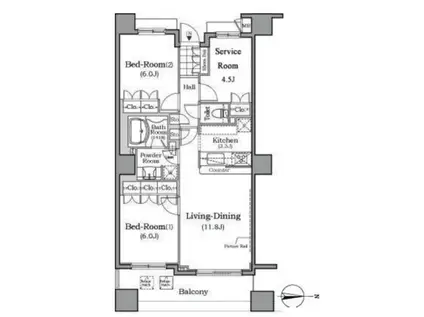 レジデンス本牧横浜ベイサイド(2SLDK/8階)の間取り写真