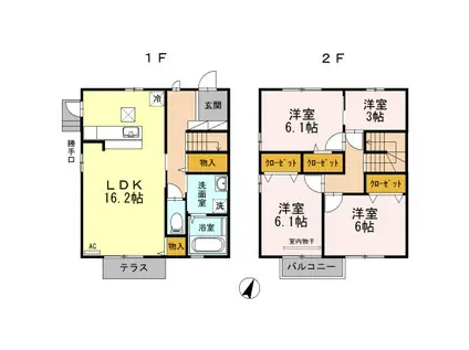 オリーブ学研台(4LDK/1階)の間取り写真