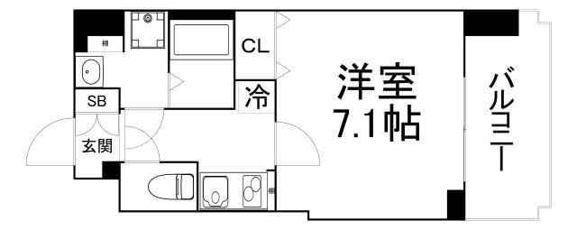 W-STYLE大阪谷町(1K/6階)の間取り写真