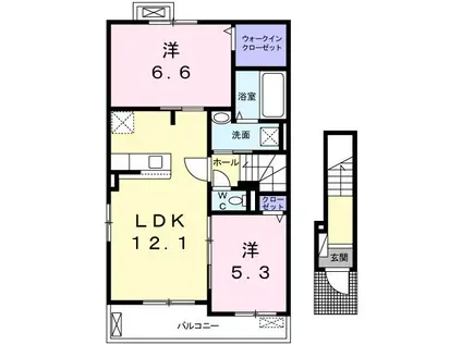 エールデヴュ III(2LDK/2階)の間取り写真