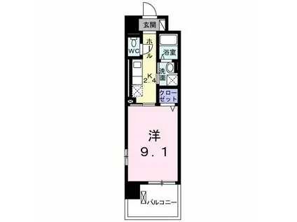 ヴィオラ N(1K/2階)の間取り写真