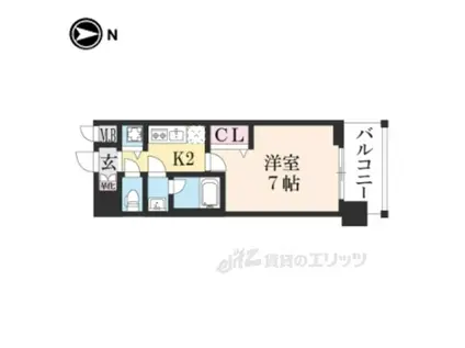 べラジオ雅び西大路高辻(1K/2階)の間取り写真