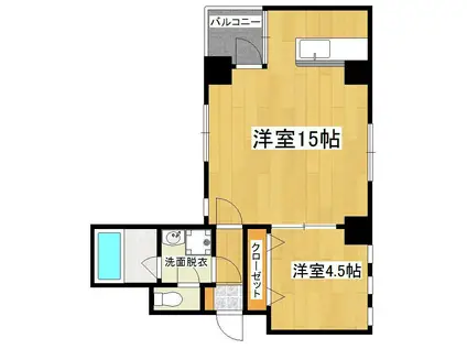 マリンステージKT(1LDK/3階)の間取り写真