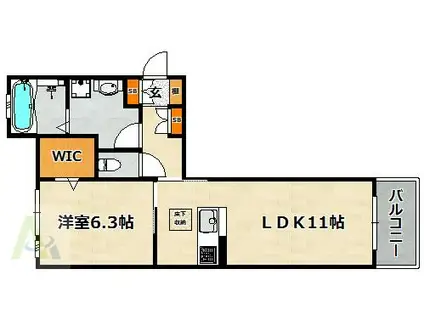 ヴィラージュ山手(1LDK/1階)の間取り写真