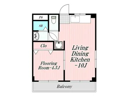 第二田中マンション(1LDK/3階)の間取り写真