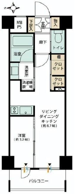 クリオ浅草ラ・モード(1LDK/4階)の間取り写真