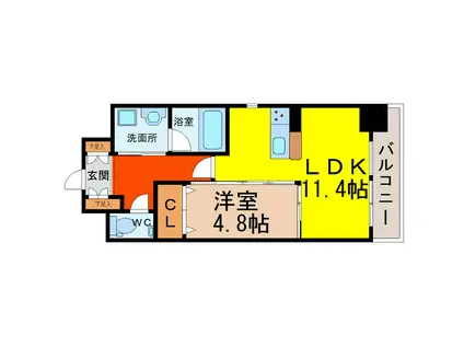 GKFANレジデンス黒川(1LDK/4階)の間取り写真