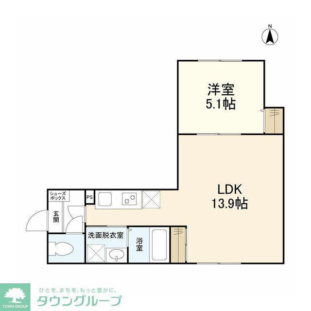 ウェルスクエアイズム下北沢(1LDK/1階)の間取り写真