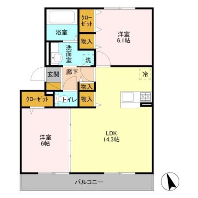 ステラルーチェ(2LDK/3階)の間取り写真