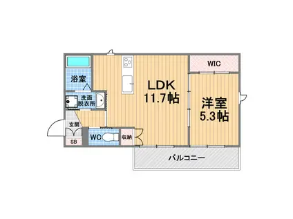 HEBELMAISON甲子園口北町サウス(1LDK/3階)の間取り写真