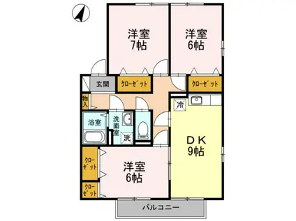 シャルマンハウス兵庫南(3DK/2階)の間取り写真
