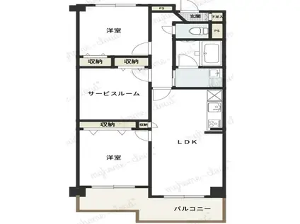 アドヴァンス保土ヶ谷(2SLDK/6階)の間取り写真