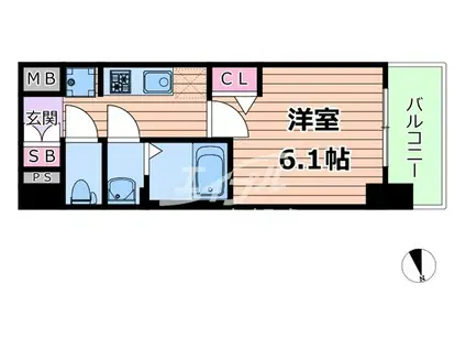 プレサンス野江内代ペルティエ(1K/2階)の間取り写真