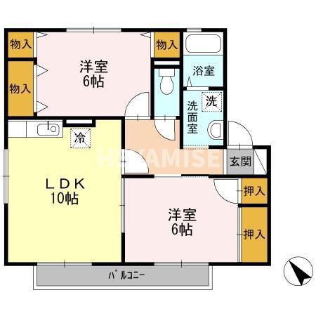 セジュールMC(2LDK/2階)の間取り写真