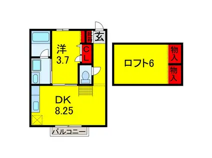 メゾングルニエ五井(1DK/1階)の間取り写真