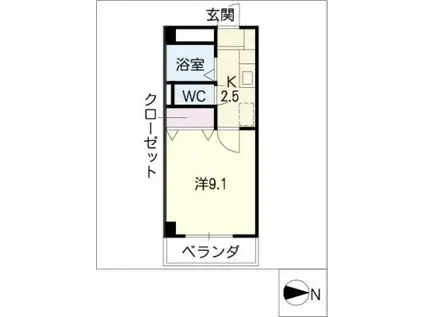 司町マンション(1K/3階)の間取り写真