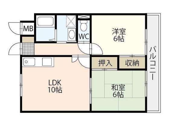 貴船御館(2LDK/7階)の間取り写真