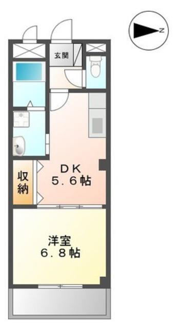ガーデンヒルズI(1DK/2階)の間取り写真