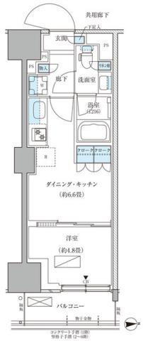 パークアクシス品川天王洲アイル(1DK/2階)の間取り写真