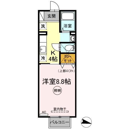 FLATSHIIRAGI(1K/2階)の間取り写真