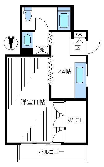 ハイライフ新中野(1K/2階)の間取り写真