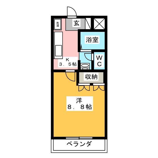 ポスト・マローネ(1K/2階)の間取り写真