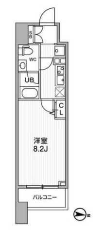 ALTERNA亀戸(1K/8階)の間取り写真