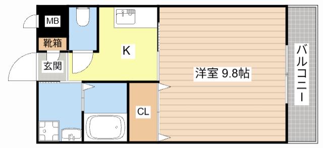 メゾン小西名坂3番館(1K/2階)の間取り写真