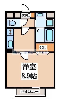 アムール砂III(1K/2階)の間取り写真