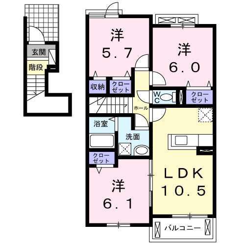 BEST HOUSE V A(3LDK/2階)の間取り写真