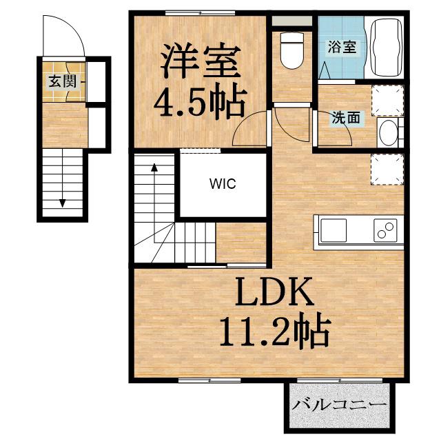 ドールヒルズI(1LDK/2階)の間取り写真