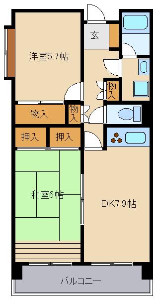 ファミール江田(2DK/1階)の間取り写真