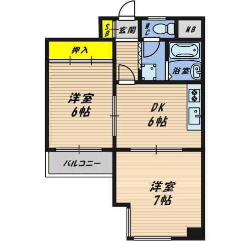 プライマリーライフ関目(2DK/3階)の間取り写真