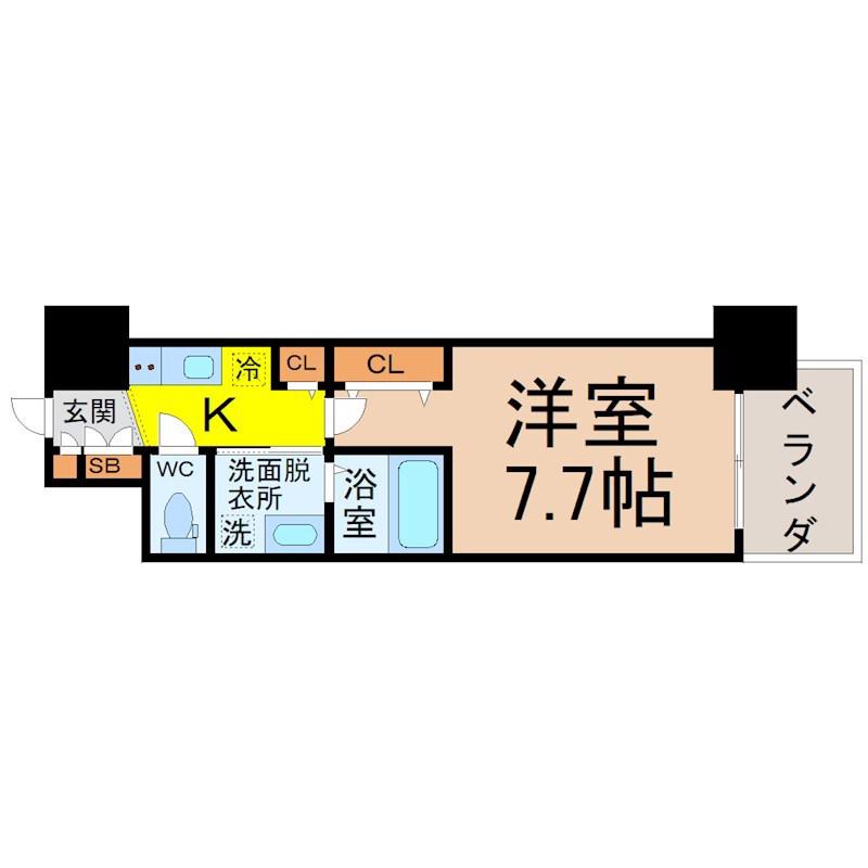 エステムコート名古屋ライブゲート(1K/15階)の間取り写真