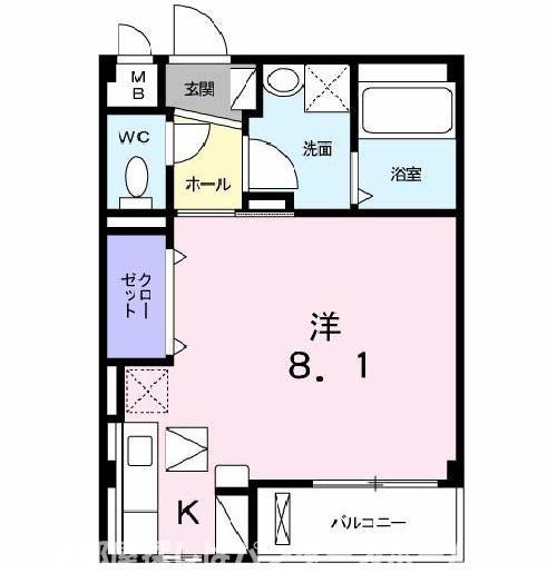 シトラスコート(ワンルーム/2階)の間取り写真