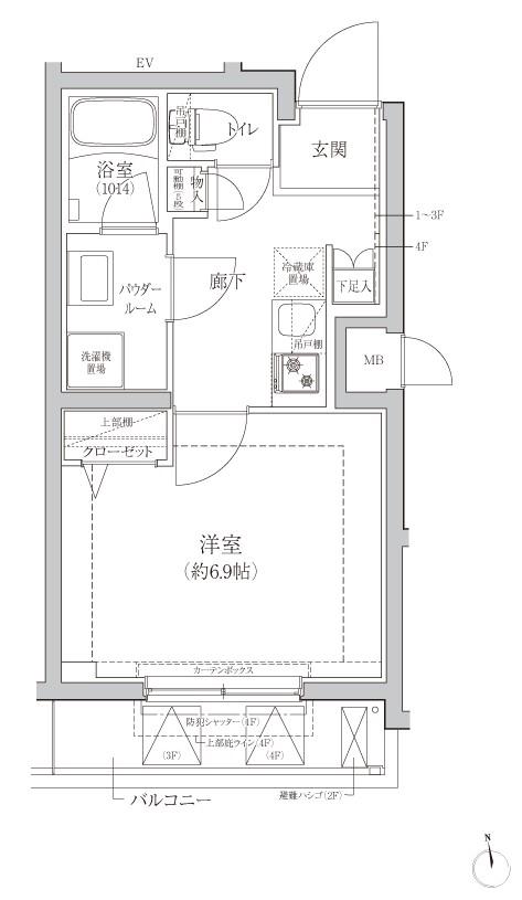 RELUXIA三宿池尻 リルシア三宿池尻(1K/4階)の間取り写真