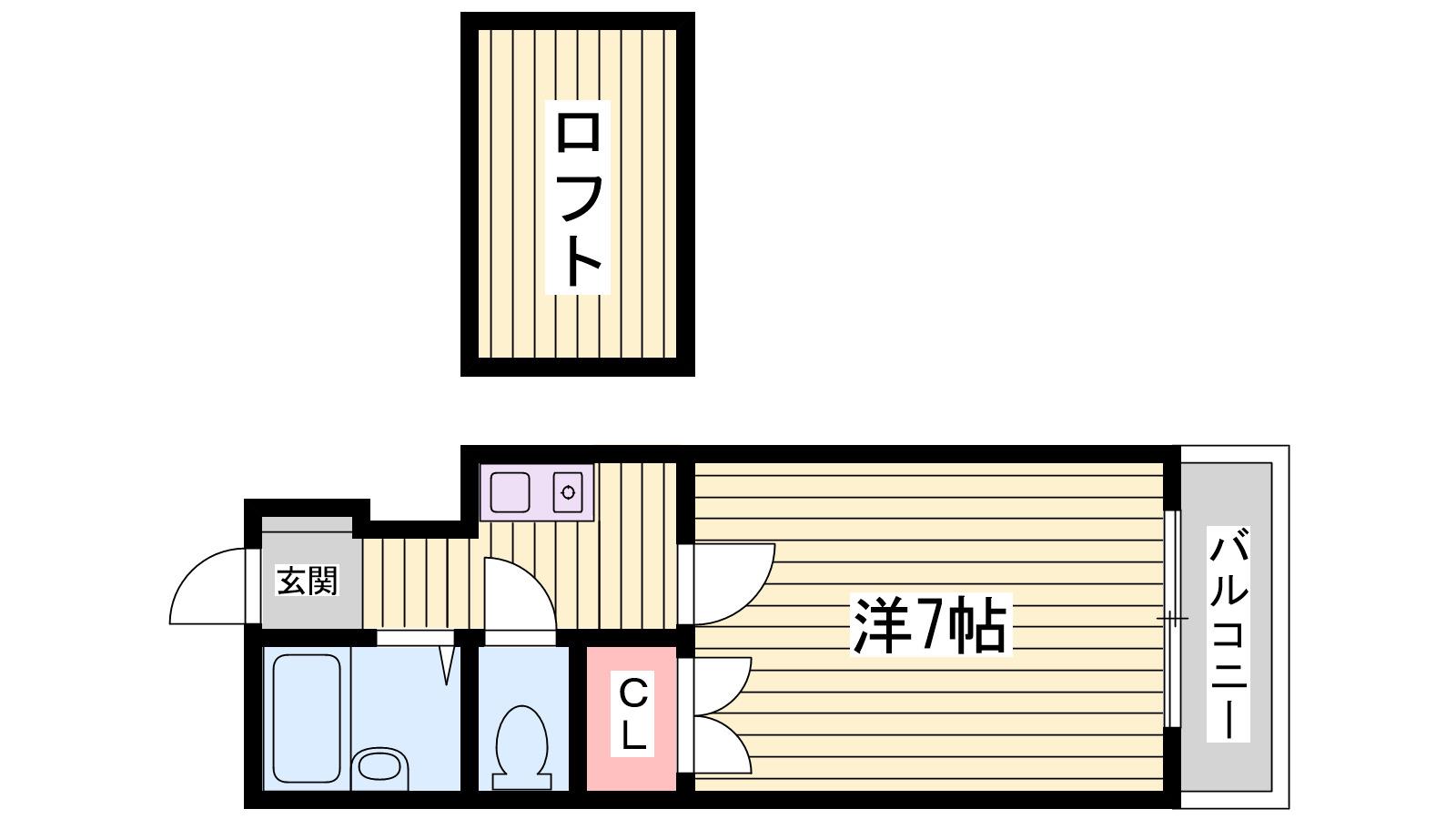 ロフティ池上(1K/1階)の間取り写真