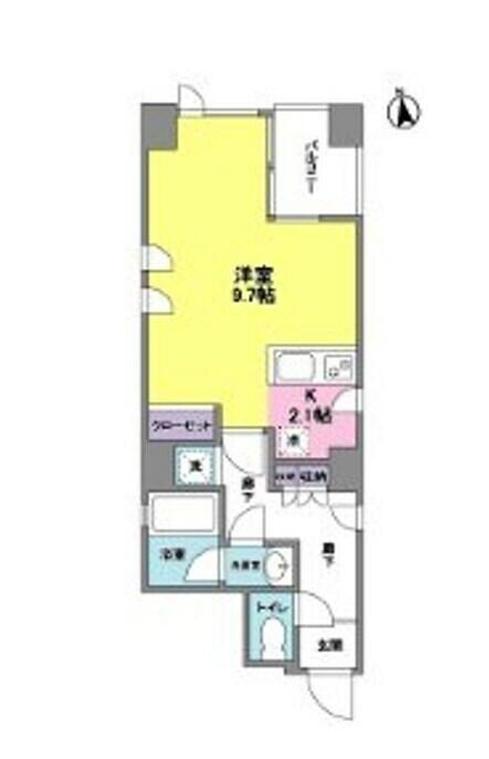 JR山手線 新大久保駅 徒歩2分 7階建 築19年(1K/4階)の間取り写真