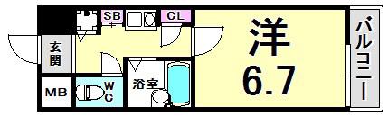 ロイヤルヒル神戸三ノ宮II(1K/5階)の間取り写真