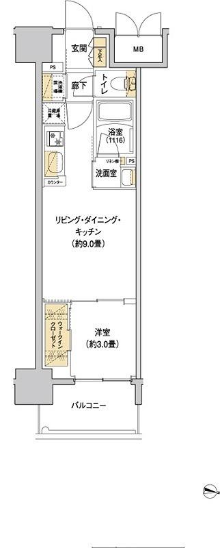 リビオメゾン新大阪(1LDK/7階)の間取り写真