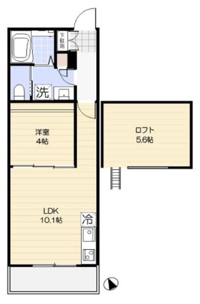 フェニーチェ ハクラク(1LDK/2階)の間取り写真