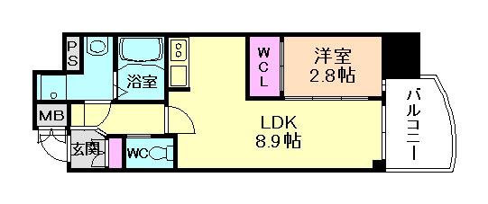 セレニテ福島アリア(1LDK/3階)の間取り写真