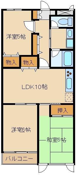 ヘリオス天神町レジデンス(3LDK/2階)の間取り写真