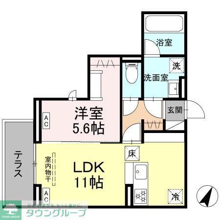エスペリア新百合ヶ丘(1LDK/1階)の間取り写真