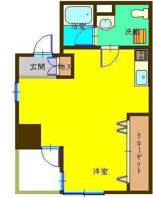 サンブライト(ワンルーム/3階)の間取り写真